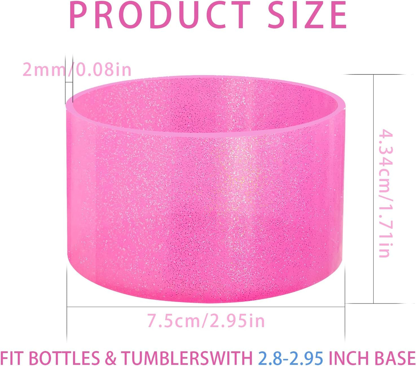 Jelly Luster Glitter Silicone Transparent Boot for Stanley 20-40oz, Compatible with Hydro Flask or Other Water Bottle Tumbler, 2.85-3.0 inch Protective Anti-Slip Bottom Sleeve Cover