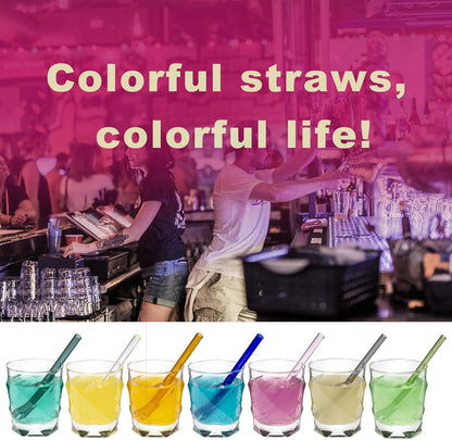 Reusable Glass Straws Shatter Resistant Clear, Skinny Glass Straw Bent Thin for 16 oz Cups Tumblers 9 inch 8mm
