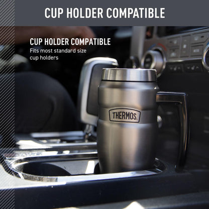 THERMOS Stainless King Vacuum-Insulated Stainless Steel Tumbler - 16oz, Midnight Blue - Insulated Coffee Tumbler for Hot & Cold Drinks - Leak-Proof & Sweat-Proof for Commuting & Traveling