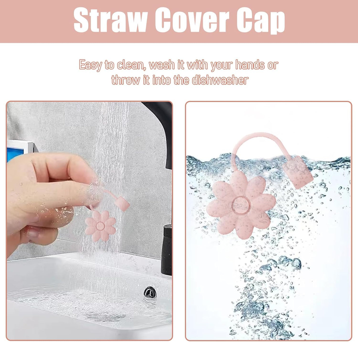 Flower Straw Covers Toppers for Stanley Cups 30&40 Oz Tumbler with Handle Accessories 4PCS Silicone Straw Caps Reusable Straws Tips Protectors for Stanley Cup 10mm 0.4in Straws,Off White