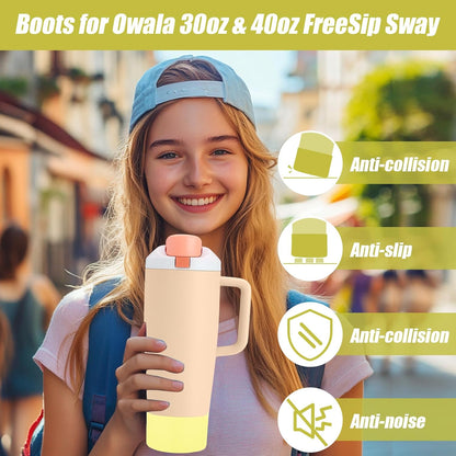 Mity rain 2PCS Protective Silicone Boots for Owala 30oz & 40oz FreeSip Sway Bottles & Tumblers - Accessories for owala, Enhances Stability & Prevents Scratches(Black Cherry)