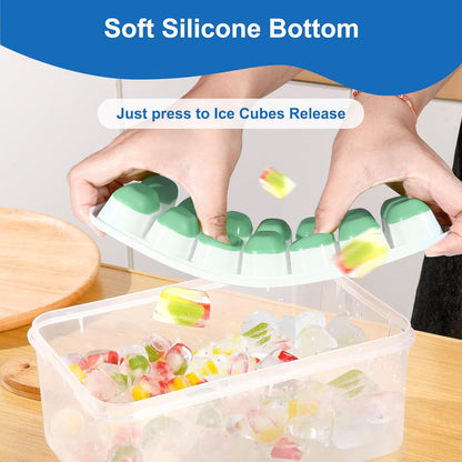 Ice Cube Tray with Lid, 3 Pack Silicone Easy-Release Ice Trays for Freezer, Stackable Ice Cube Molds for Drinks, Cocktails, Whiskey, Coffee - BPA-Free and Odor-Free,Ice Cube Trays for Freezer