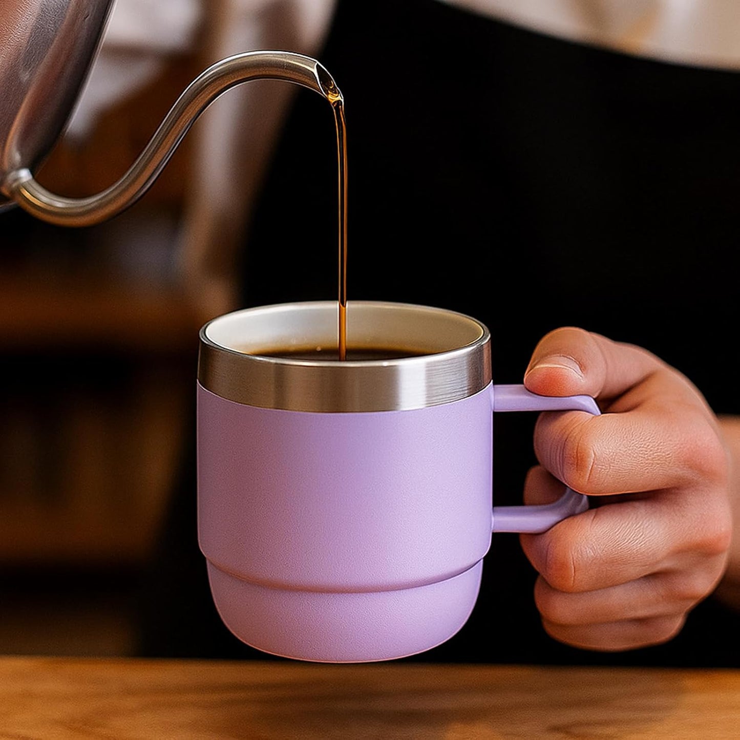 Zenbo 8 oz Stackable Espresso/Coffee Cups with Magnetic Lid, Ceramic-Lined 18/8 Stainless Steel Mini Tumblers, Double-Wall Vacuum Insulated & Dishwasher Safe for Travel & Office (Sage Green-2 Pack)