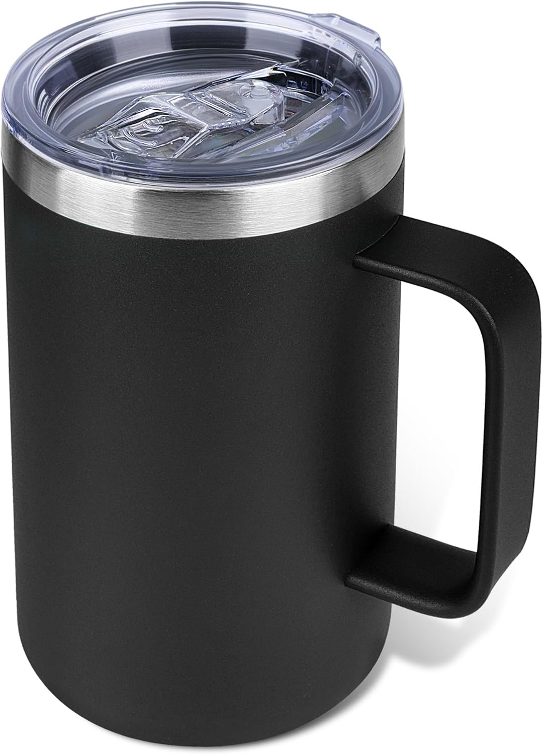 22oz Insulated Coffee Mug with Handle & Leak-Proof Lid - Double Wall Stainless Steel Travel Tumbler for Commute/Office/Home, Orange, 1 Pack