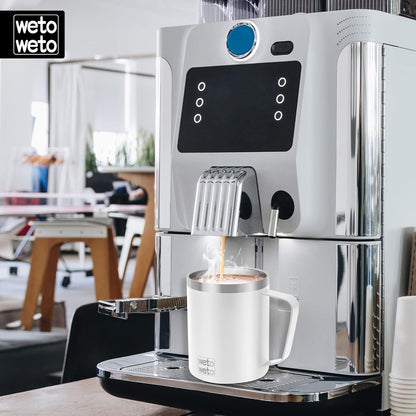 WETOWETO 14 oz Coffee Mug, Vacuum Insulated Camping Mug with Lid, Double Wall Stainless Steel Travel Tumbler Cup, Thermal Coffee Mug, Powder Coated Navy Blue