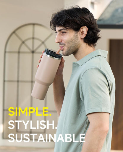 2 Pack Tumbler Flip Straw Lid Replacement Fit for Stanley 40 OZ Quencher, Leak Proof Lid with Straw for Stanley, No Spill Reusable Tumbler Lid Compatible with Stanley Cup Accessories