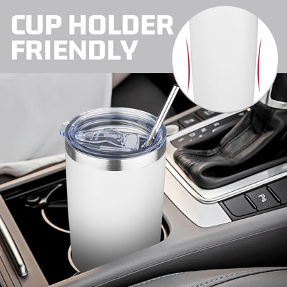 20 oz Tumbler with Lids and Straws, Stainless Steel Insulated Travel Coffee Mug, Double Wall Vacuum Insulated Tumblers, Powder Coated Coffee Tumbler for Cold & Hot Drinks (Light Purple)