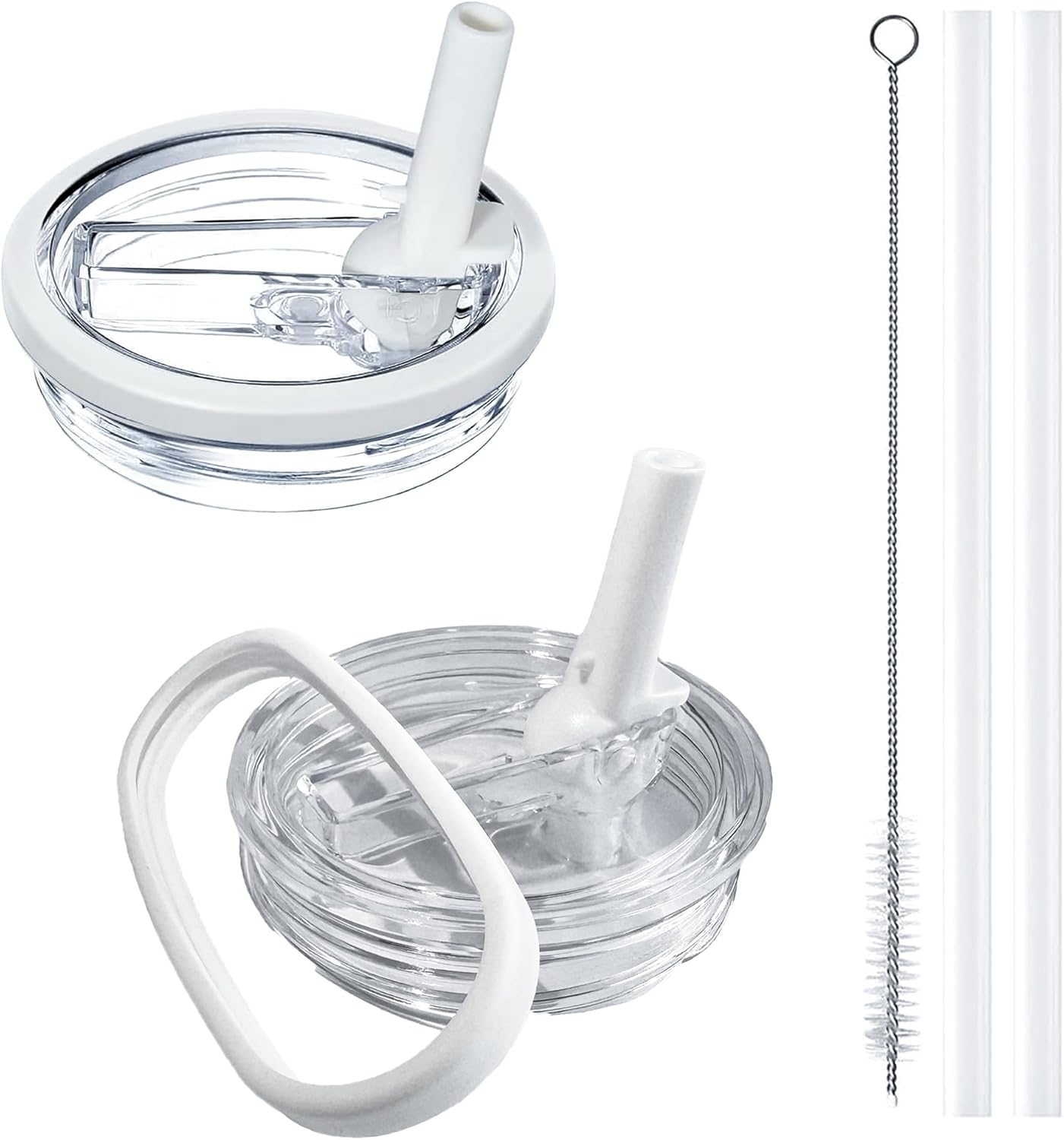 2 Pack Stanley Lid Replacement 40 oz, with Leak Proof and Flip Straw Lid, Stanley Cup Accessories, for Stanley Quencher H2.0 40 oz Tumbler (Only), BPA Free (Milk White)