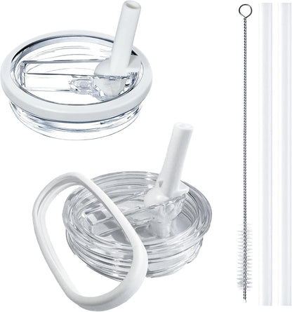 2 Pack Stanley Lid Replacement 40 oz, with Leak Proof and Flip Straw Lid, Stanley Cup Accessories, for Stanley Quencher H2.0 40 oz Tumbler (Only), BPA Free (Milk White)