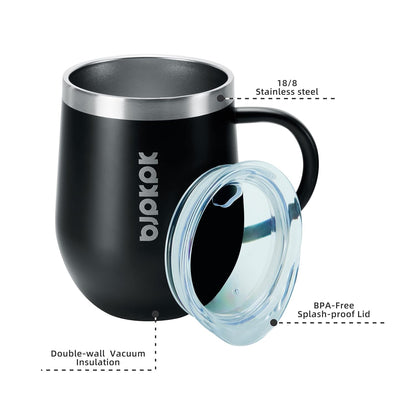 BJPKPK 2 pcs Insulated Coffee Mug, 14oz Insulated Tumbler with Lid, Stainless Steel Coffee Cups with Splash Proof Lid-White