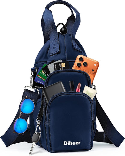 Water Bottle Holder with Strap, 4 Big Pockets with Compartment, 24oz/32oz/40oz Crossbody Water Bottle Carrier Bag