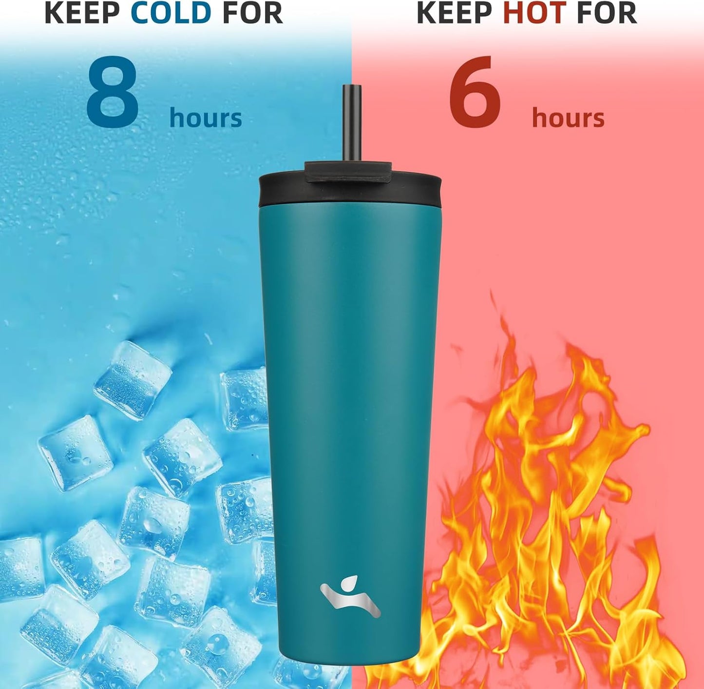 Konokyo 30 OZ Insulated Tumbler with Lid and 2 Straws Stainless Steel Water Bottle Vacuum Travel Mug Coffee Cup,Pastel Sunset