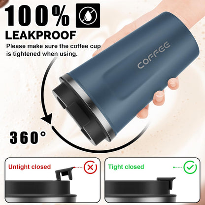 MOMSIV 12oz Travel Mug, Insulated Coffee Cup with Leakproof Lid, Travel Coffee Mug Vacuum Stainless Steel Double Walled Reusable Coffee Cup for Hot and Cold Water Coffee