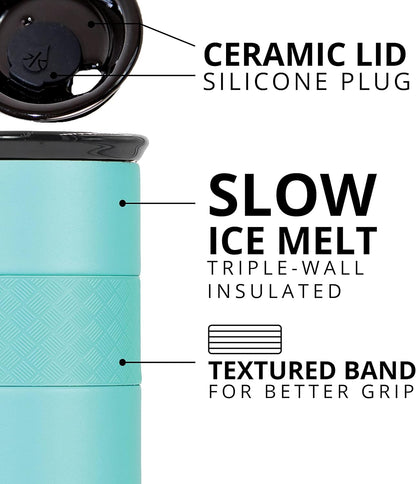 Elemental Artisan Insulated Tumbler, Triple Wall Coffee Travel Mug, Reusable Stainless Steel Coffee Tumbler with Ceramic Lid, Thermal Coffee Cups for Hot (6 Hrs) & Cold (18 Hrs), 16oz - Forest Green