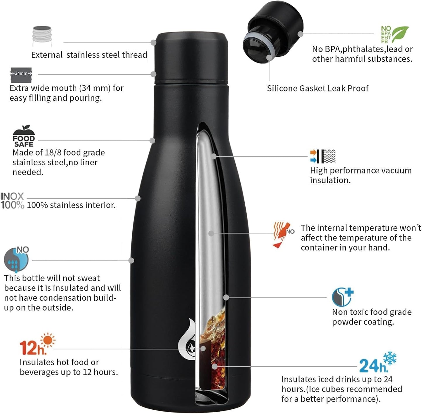 BJPKPK Insulated Water Bottle 12oz Small Stainless Steel Water Bottles Reusable Metal Thermal Keep Cold and Hot,Dreamy Purple - Colors A