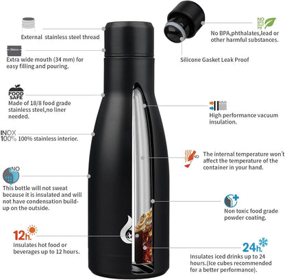 BJPKPK Insulated Water Bottle 12oz Small Stainless Steel Water Bottles Reusable Metal Thermal Keep Cold and Hot,Dreamy Purple - Colors A