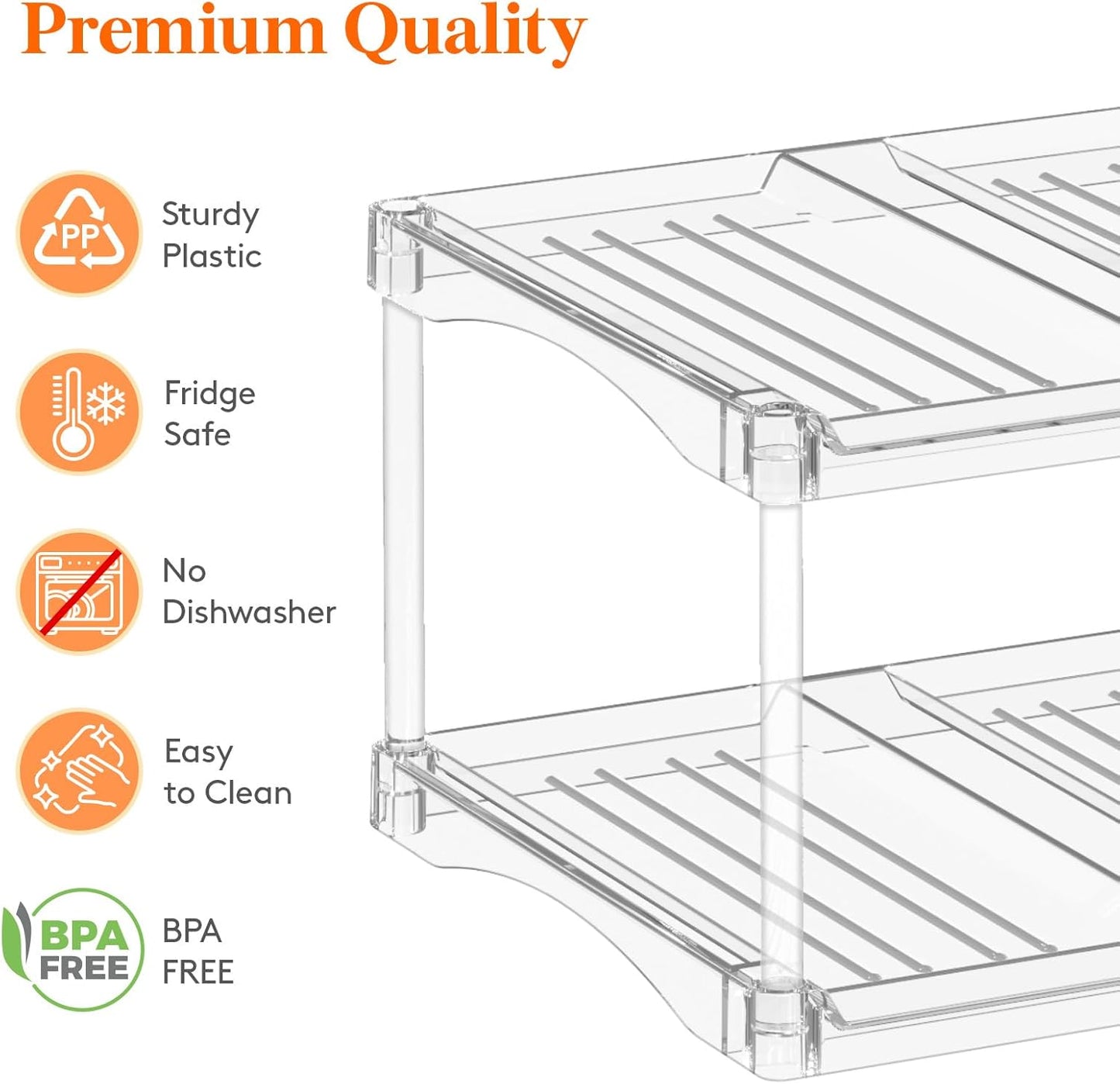 Lifewit Stackable Bottle Storage Organizer, Clear Freestanding Wine Holder for Cabinet, Large Slot Water Bottle Tumbler Cup Organizer for Pantry, Plastic Wine Rack for Fridge Cellar, 3Tier Hold 9