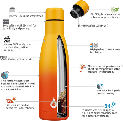 BJPKPK Insulated Water Bottle 12oz Small Stainless Steel Water Bottles Reusable Metal Thermal Keep Cold and Hot,Dreamy Purple - Colors B