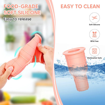 Ice Tray Mold for Stanley Cup 30 Oz-40 Oz, All-in-One Silicone Hollow Cylinder Ice Mold for Tumbler Stanley Cups,Easy Release Ice Cube Tray for Juice Coffee Whiskey Cocktail-Orange