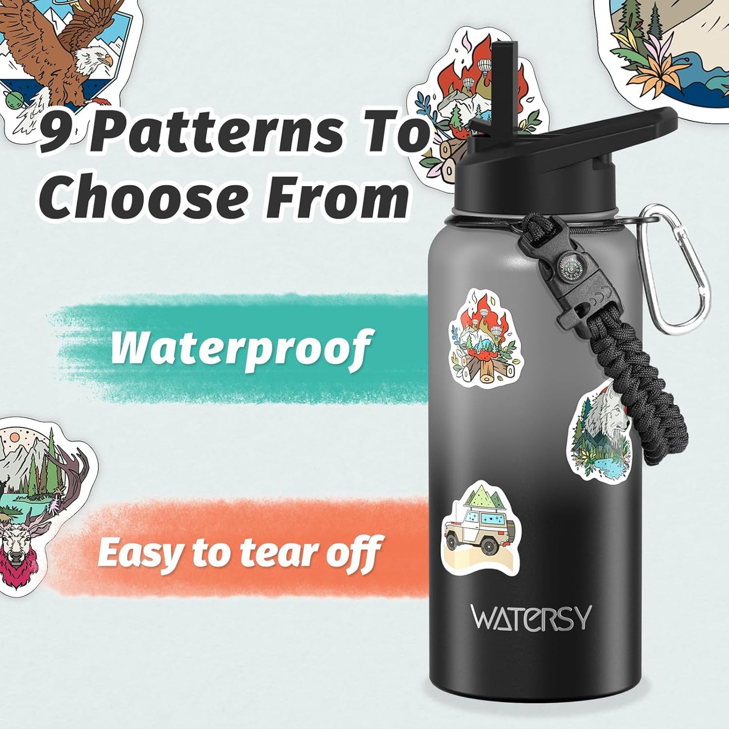 40oz Insulated Water Bottle (Cold for 48 Hrs),BPA Free&Leak Proof,Stainless Steel Water Flask,Water Jug with Straw Spout Lids for Gym,Hiking,Travel,Black Blue
