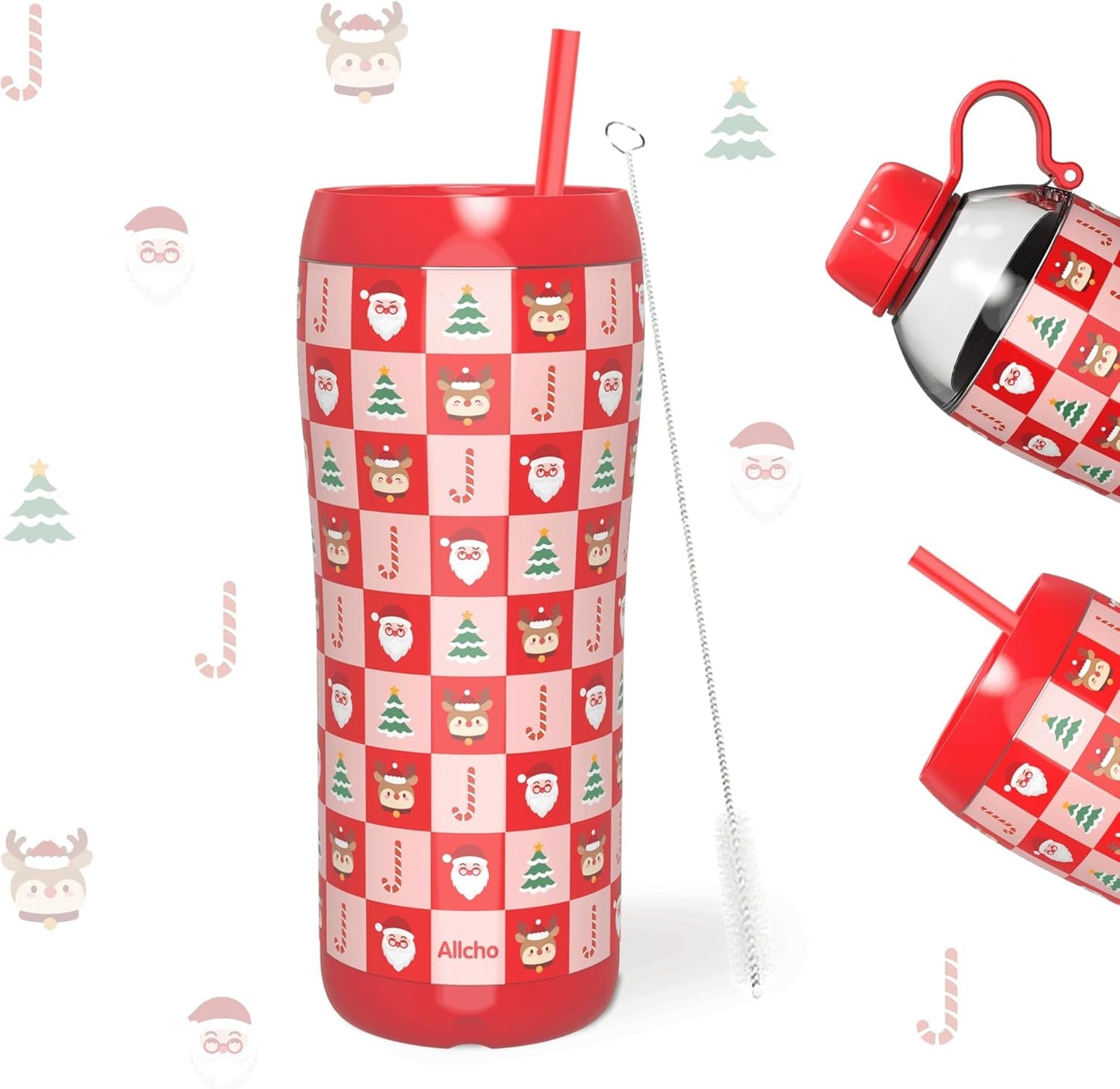Allcho Insulated Water Bottle for Women, 18oz Stainless Steel Leak Proof Tumbler with 2 Lids, BPA-Free Tritan Chug & Straw Lid, Double Wall Vacuum Flask