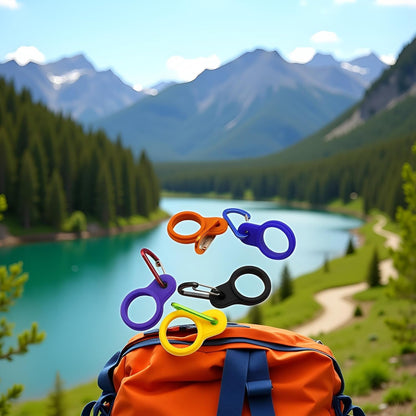 6 Pcs Silicone Water Bottle Buckle with Carabiner Clip - Portable Secure Bottle Holder - Hiking, Camping Accessory, Accessory and Keychain Carabiners, Car Keychain