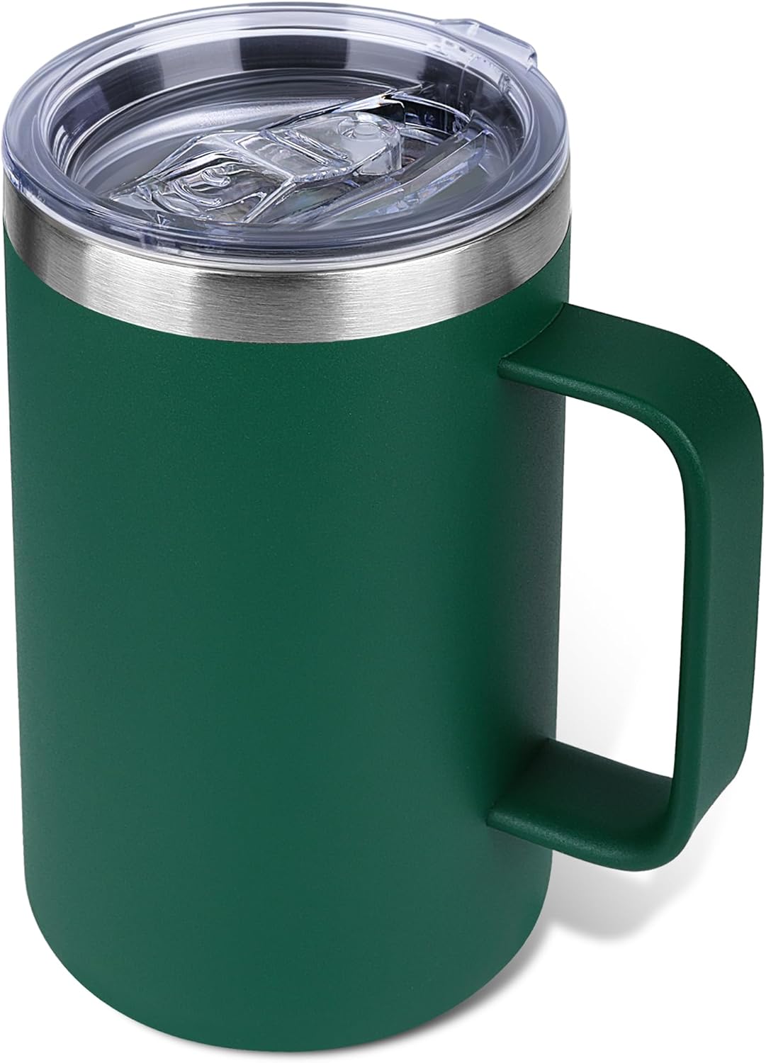 22oz Insulated Coffee Mug with Handle & Leak-Proof Lid - Double Wall Stainless Steel Travel Tumbler for Commute/Office/Home, Orange, 1 Pack