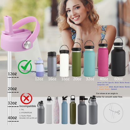 RRegeny Straw Lid for Hydro Flask Wide Mouth 32 40 oz, Lids with Flexible Handle compatible with HydroFlask, Replacement Sports Flex Cap Wide Mouth Top