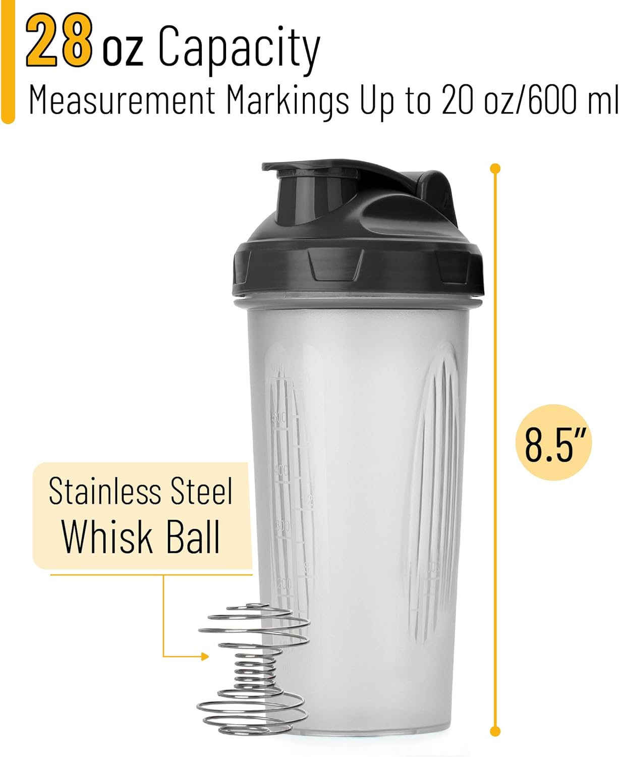 Mr. Pen- Shaker Bottles for Protein Mixes, 28 oz, Leak Proof Shaker Cups with Stainless Steel Wire Whisk Ball for Protein Shakes and Pre Workout