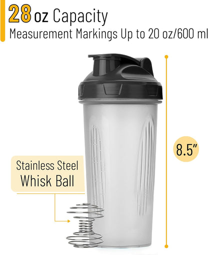 Mr. Pen- Shaker Bottles for Protein Mixes, 28 oz, Leak Proof Shaker Cups with Stainless Steel Wire Whisk Ball for Protein Shakes and Pre Workout