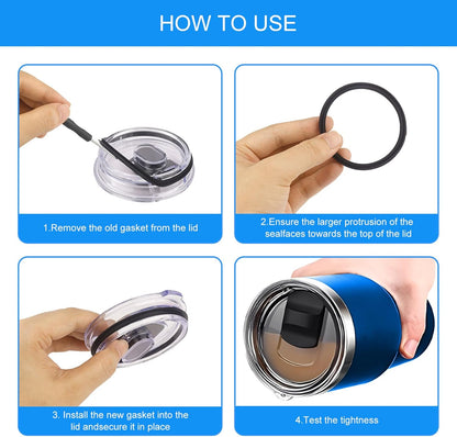 4 Pack Rubber Seal Replacement Compatible with Yeti 20/30 Oz Tumbler Lid, O Ring Gasket for Yeti 10/14 OZ Mug Lid Replacement Silicone Seal Parts