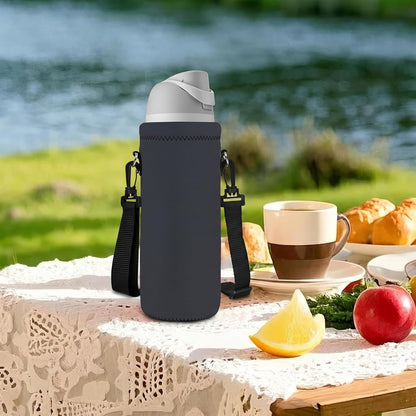 Neoprene 500ML/750ML/1000ML Water Bottle Bag Carrier, Portable Insulated Bottle Sling Holder Case Pouch with Adjustable Shoulder Strap for Men Women Walking Hiking Running