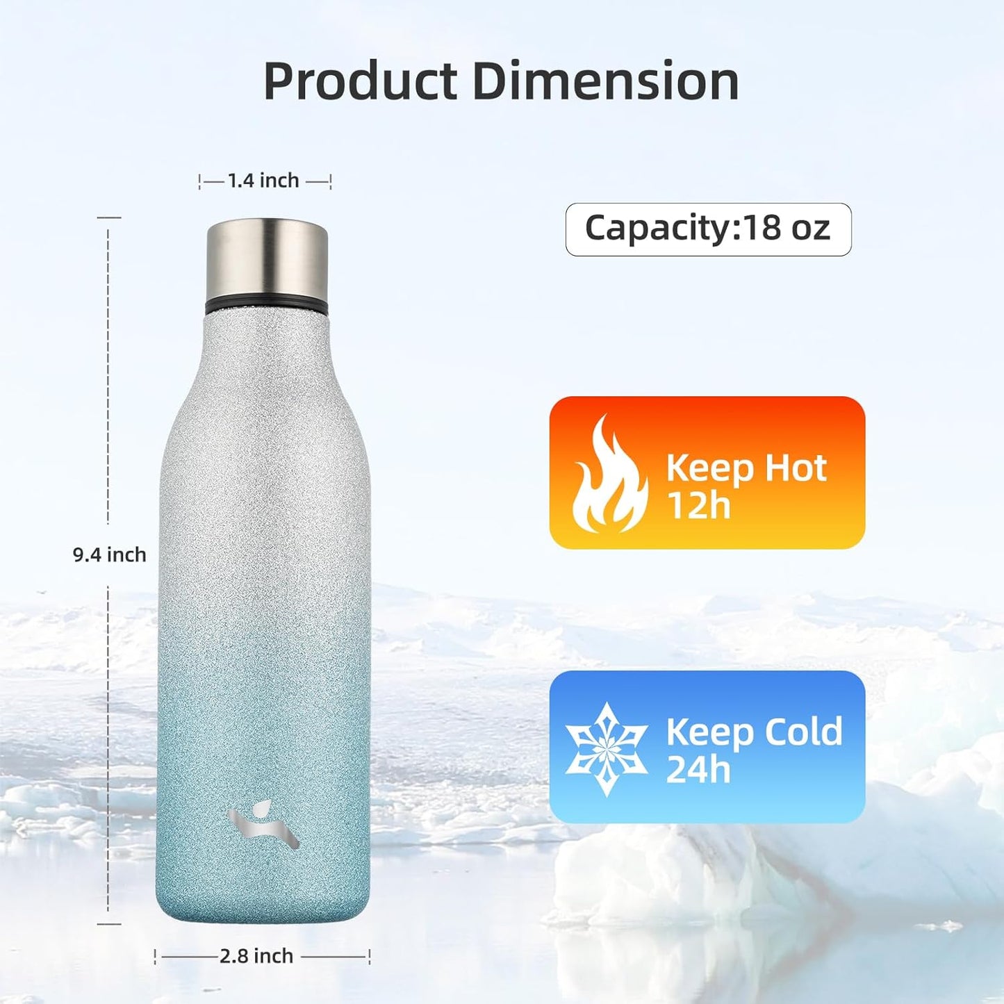 Konokyo Insulated Water Bottle with Strap,18 oz Double Wall Stainless Steel Vacuum Bottles Metal Water Flask,Macaron Green - Colors B