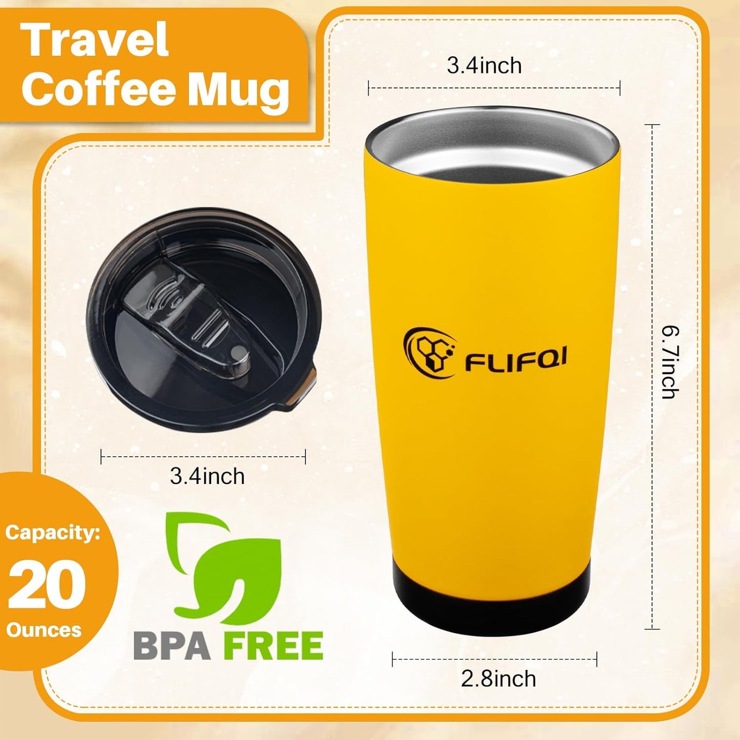 20oz Tumbler with Lid Double Wall Vacuum Insulated Travel Coffee Mug Stainless Steel Thermal Cup Powder Coated Sturdy Coffee Tumbler for Hot and Cold Beverage (Baby blue,1)