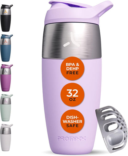 32oz Stainless Steel Protein Shaker Bottle – Leak-Proof Metal Shaker Cup with Snap-Fit Agitator for Smooth, Clump-Free Shakes – BPA-Free, Odor Resistant, Easy to Clean