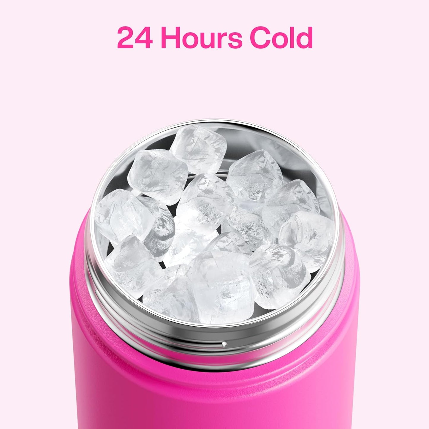 ENCOOL Insulated Water Bottle with Straw Stainless Steel Water Bottle, Leak-Proof, BPA-Free, Double Wall Vacuum Keeps Cold for 24 Hours for Sports, Travel, School (26 oz, Cotton Candy) - Colors A