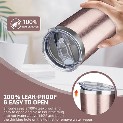 20 oz Tumbler with Lids and Straws, Stainless Steel Insulated Travel Coffee Mug, Double Wall Vacuum Insulated Tumblers, Powder Coated Coffee Tumbler for Cold & Hot Drinks (Light Purple)