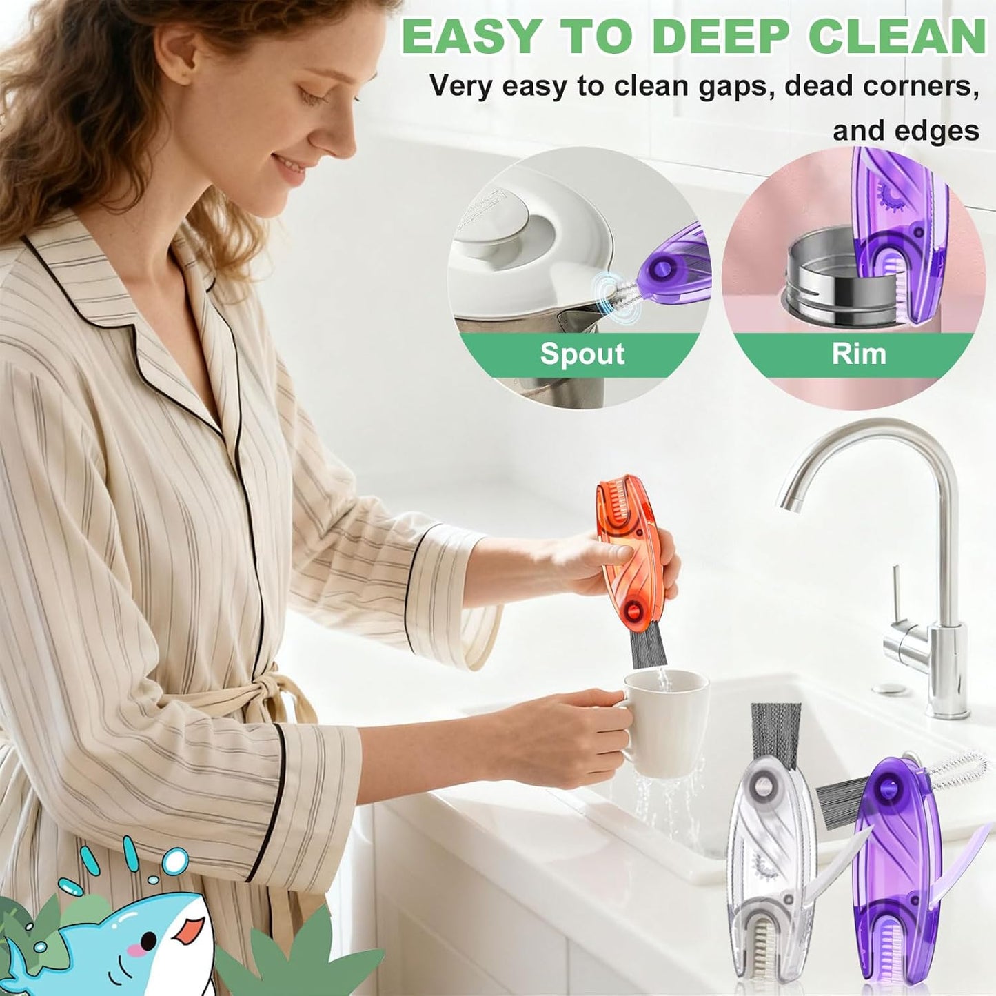 3 in 1 Cup Lid Cleaning Brush, Portable Water Bottle Brush, Multifunctional Bottle Cleaner Brush Set for Tight Spaces, Bottle Gaps, Tumblers, Travel Mug Caps(3 PCS)