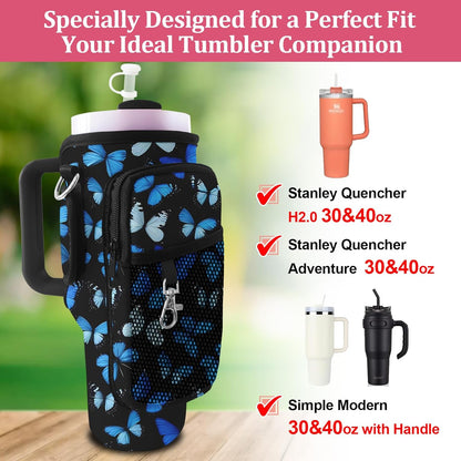 Stanley Carrier Bag for Stanley 40oz/30ozTumbler with Phone with 2 Adjustable Strap,3 Pockets Bottle Stanley Cup Carrier Bag & Case,Accessories for Hiking Travelling