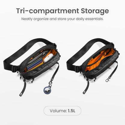 tomtoc 3.5L Sling Bag with RFID Blocking, Crossbody Bag Chest Shoulder Pack for Men and Women, Water-resistant Lightweight Casual Waist Fanny Pack for Travel/Daily Use