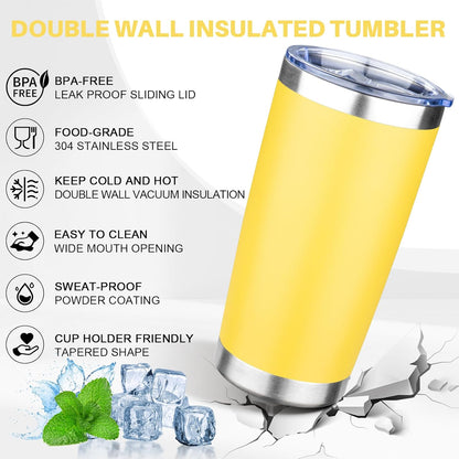 20oz Tumbler with Lid Double Wall Vacuum Insulated Travel Coffee Mug Stainless Steel Thermal Cup Powder Coated Sturdy Coffee Tumbler for Hot and Cold Beverage (Baby blue,1)