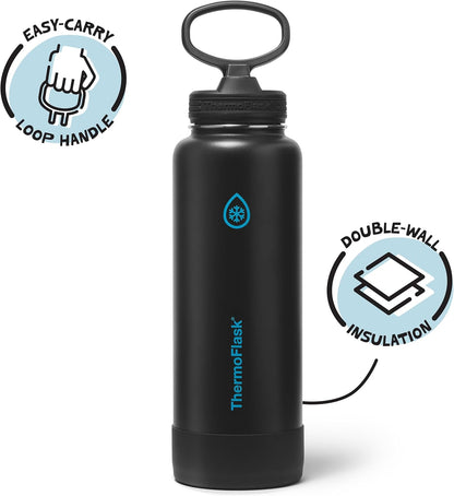 ThermoFlask Insulated Water Bottle with Spout Lid (24 oz, Lemonade Stand) - Leakproof, Stainless Steel Water Bottle for Cold & Hot Drinks, Travel & Daily Hydration