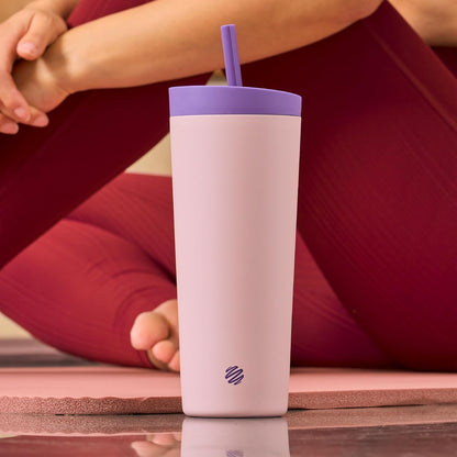 BlenderBottle 2-in-1 Insulated Stainless Steel Shaker Tumbler, Swig Leakproof Lid, Straw, BlenderBall, BPA Free, For Protein Shakes, Smoothies, And Pre Workout, 24 oz, Purple/Blue (Moon Mist)