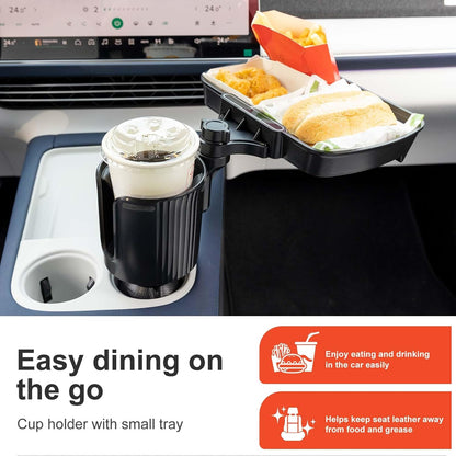 Car Large Cup Holder Expander, 5-in-1 Cupholder Extender with Phone Holder & Swivel and Detachable Snack Food Tray Table for Eating, Travel Essentials for Road Trips for Driver. Model C