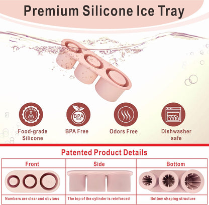 2pc Tumbler Ice Tray for Stanley/Yeti/Simple Modern etc. 30-40oz Tumblers, Silicone Ice Cube Tray for Tumblers with Bin and Lid, Black
