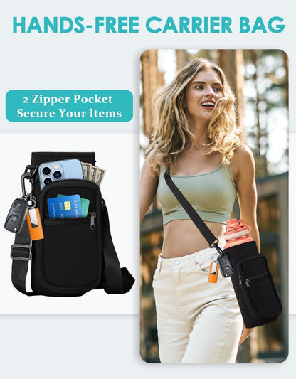 32/40/64OZ Insulated Water Bottle - Keep Cold 48H Hot 24H, Combo Straw/Spout Lids, Paracord Handle for Gym/Hiking, Carrier Bag +Strap, Cup Mat, BPA-Free Stainless Steel Flask Jug