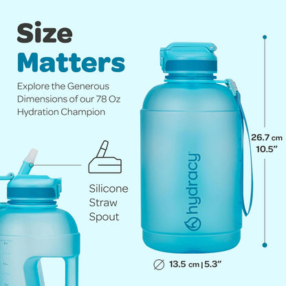 Hydracy Water Bottle with Time Marker -Large BPA Free Water Bottle & No Sweat Sleeve -Leak Proof Gym Bottle with Times to Drink - Ideal for Fitness Sports & Outdoors