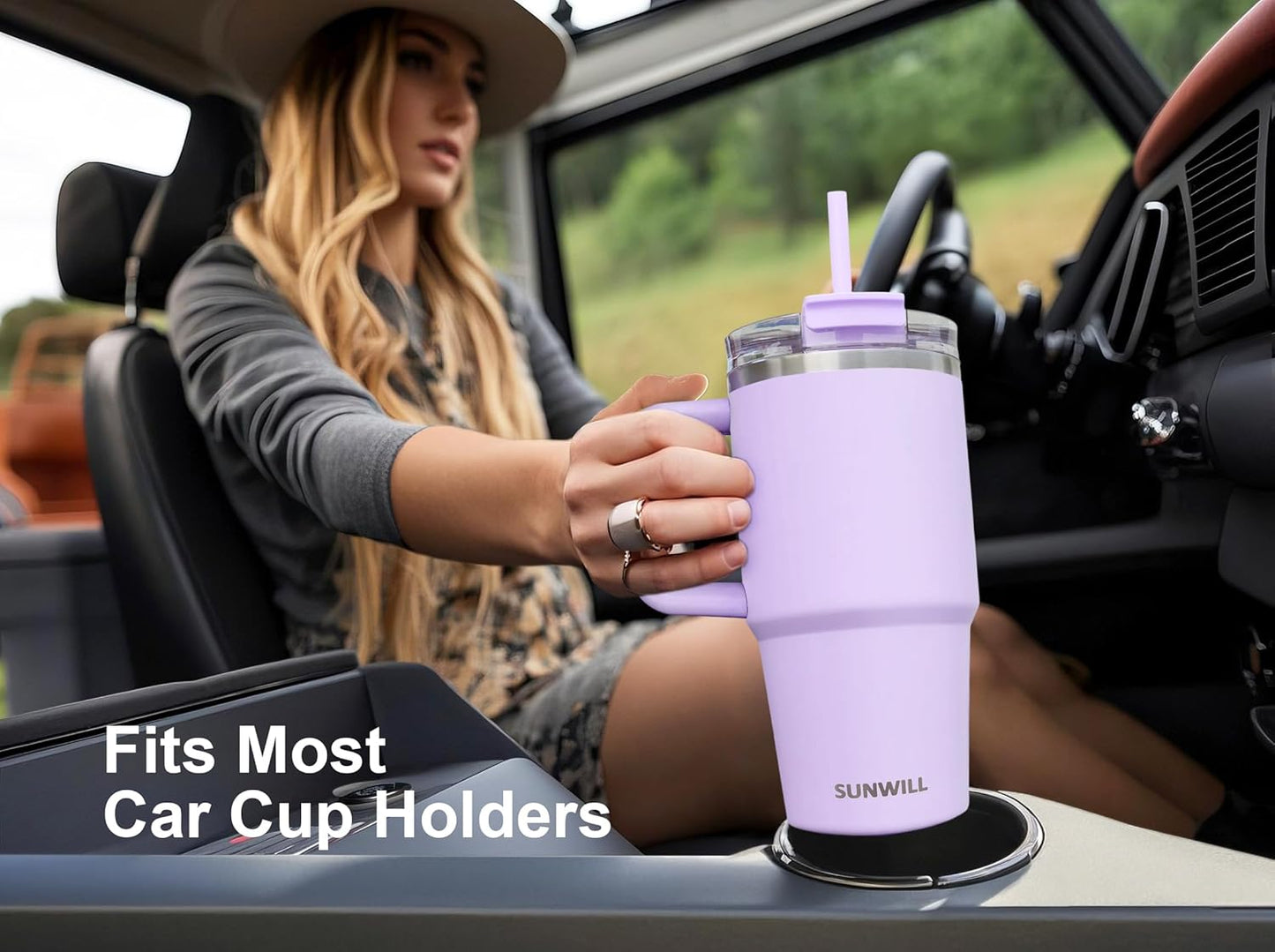 SUNWILL 20 oz Tumbler with Handle and Straw Leak Proof,Travel Coffee Mug with Lid, Stainless Steel Cup Insulated for Office & Gym, Cupholder Friendly, Powder Coated Orchid