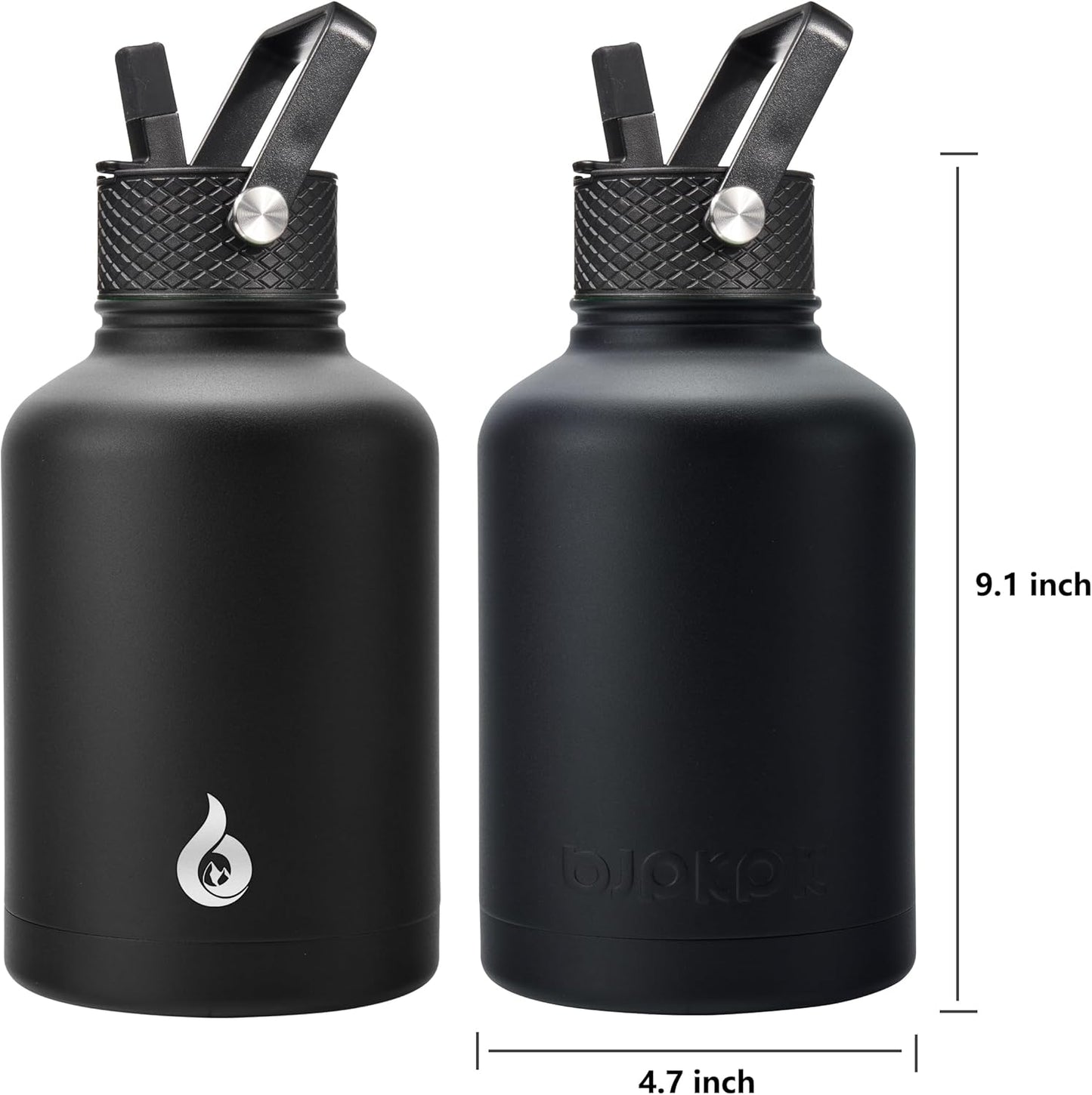 BJPKPK Insulated Water Bottles with Straw Lid, 40oz Stainless Steel Water Bottles with 3 Lids, BPA Free Leakproof Thermo, Tumblers, Cups for Sports, Gym- Midnight - Colors A
