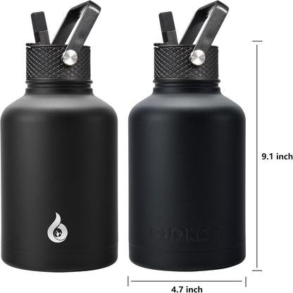 BJPKPK Insulated Water Bottles with Straw Lid, 40oz Stainless Steel Water Bottles with 3 Lids, BPA Free Leakproof Thermo, Tumblers, Cups for Sports, Gym- Midnight - Colors A